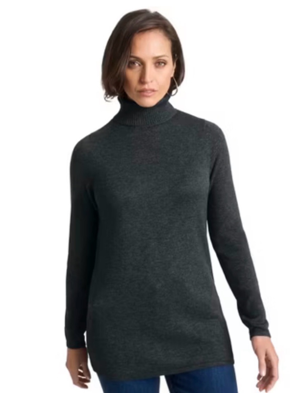 Jessica London Carefree Cashmere Turtleneck Sweater 30/32 Charcoal Grey NWT
